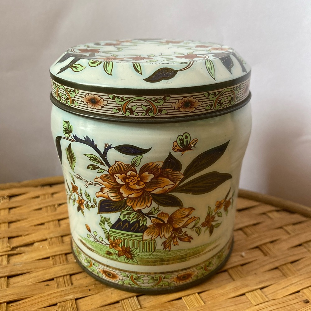Floral Tin Jar with Lid